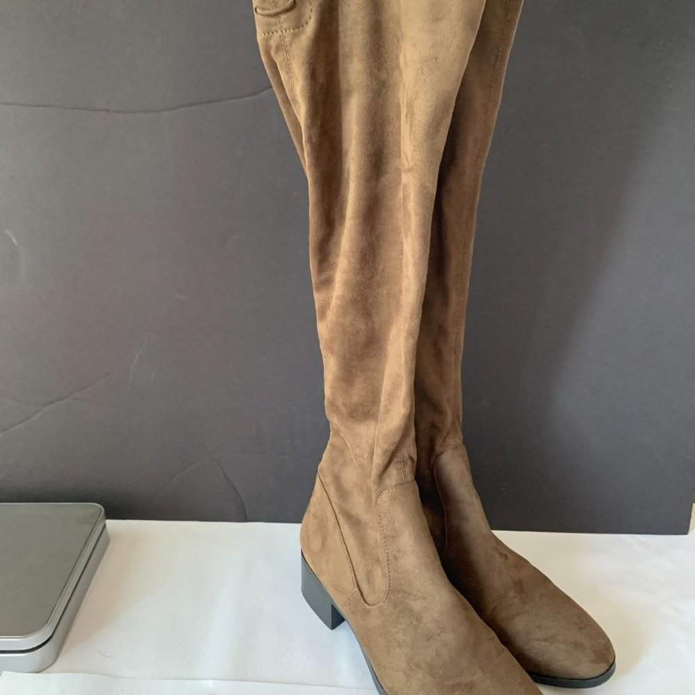 ZARA BASIC COLLECTION BROWN VEGAN SUEDE TALL BOOTS SIZE 37/ US 6.5